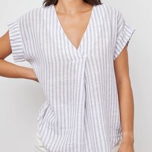 Rails- Nala Linen Top- Blue & White Striped